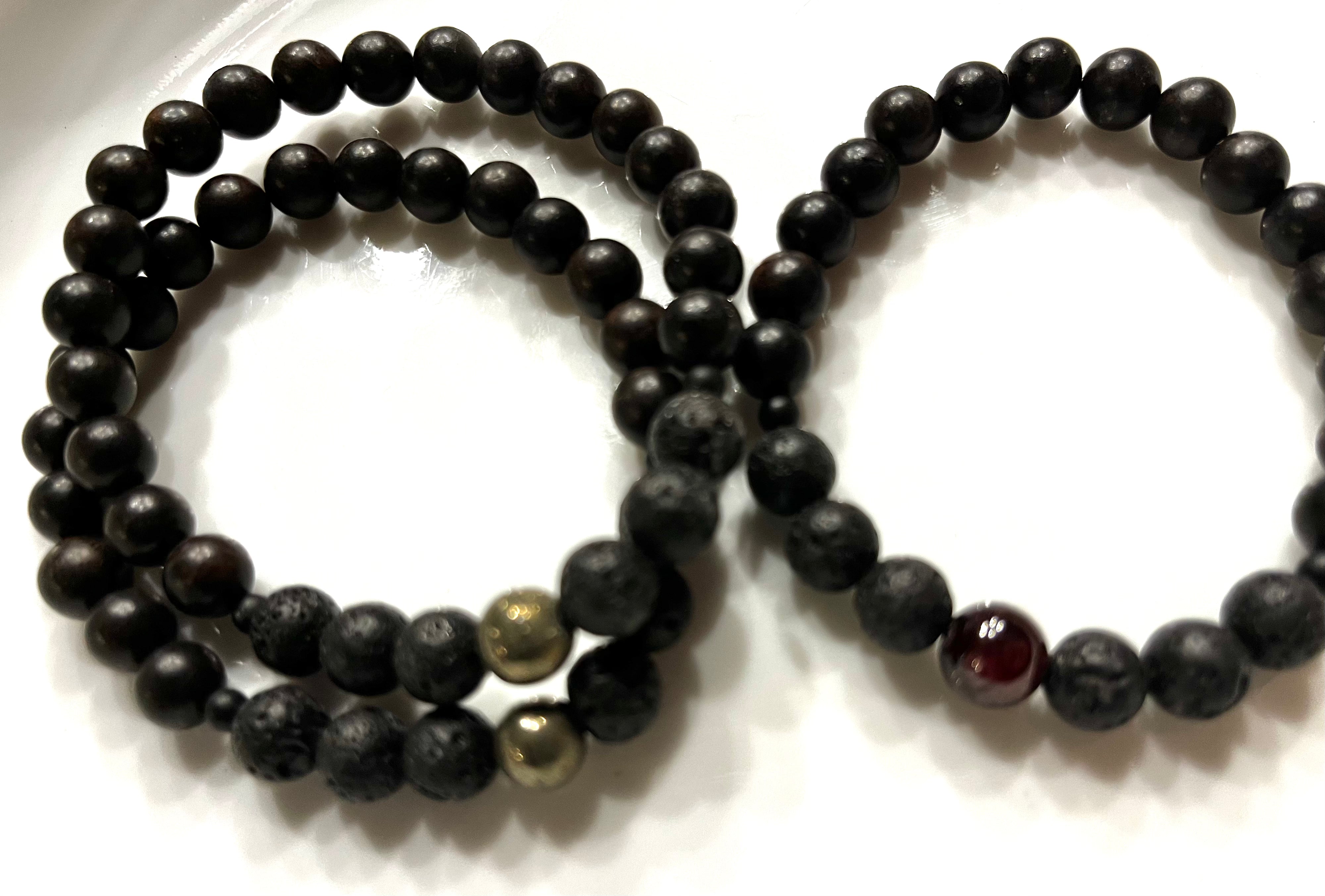 Sale Ebony and lava wrist malas